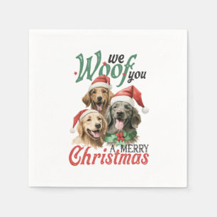 Xmas Geschenk Woof frohe Weihnachten Serviette