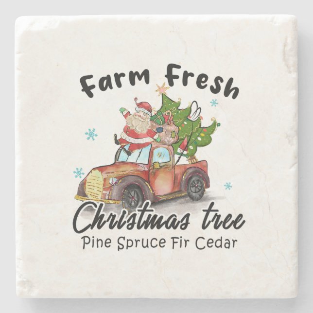 Xmas Geschenkfarm Frische Weihnachtsbaum Steinuntersetzer (Vorderseite)