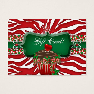Xmas Geschenkkarte Cupcake Zebra Leopard Herz