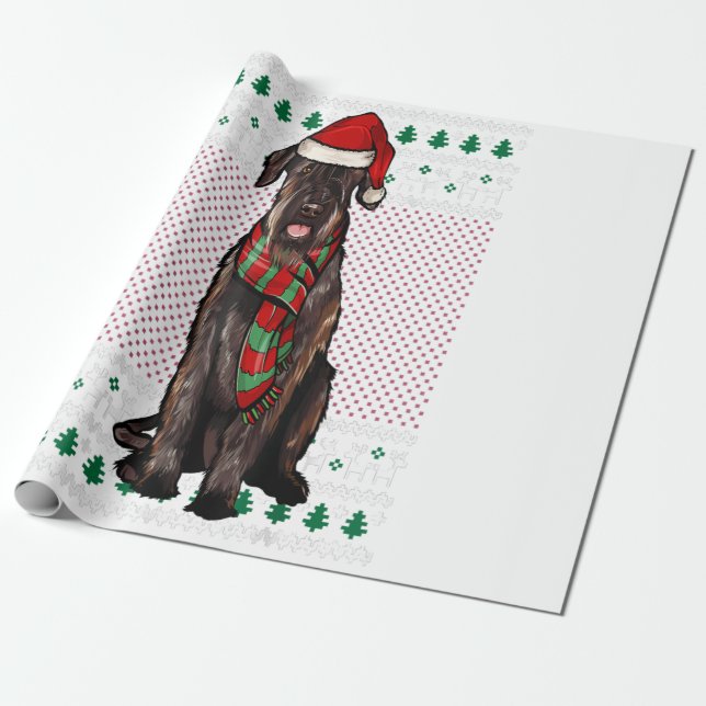 Xmas Giant Schnauzer Dog Weihnachtsmannmütze Ugly  Geschenkpapier (Ungerollt)