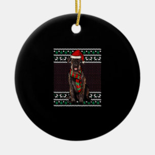 Xmas Giant Schnauzer Dog Weihnachtsmannmütze Ugly  Keramik Ornament