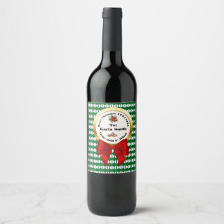 XMAS GIFT BAG green & red numbers editable Weinetikett