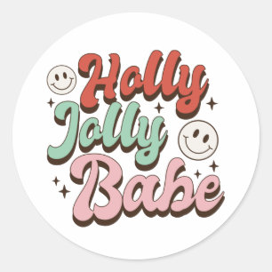 Xmas Gift Holly Jolly Babe Runder Aufkleber