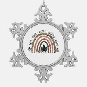 Xmas Gift Joy Liebe Hope Peace Schneeflocken Zinn-Ornament