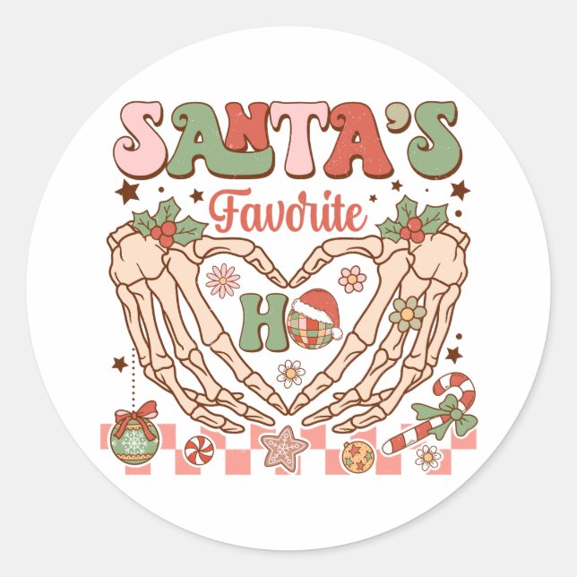 Xmas Gift Santa's Lieblings-Ho Runder Aufkleber (Vorderseite)
