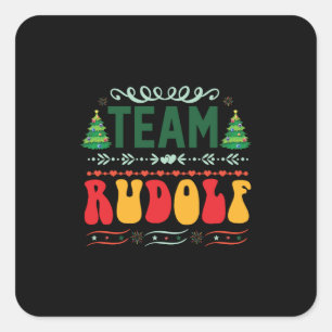 Xmas Gift Team Rudolf Quadratischer Aufkleber