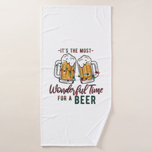 Xmas Gift Wonderful Time For A Beer Badehandtuch (Badehandtuch)