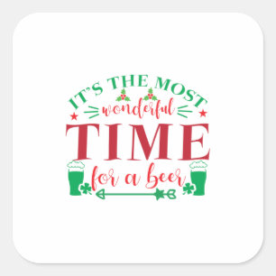 Xmas Gift Wonderful Time For A Beer Quadratischer Aufkleber