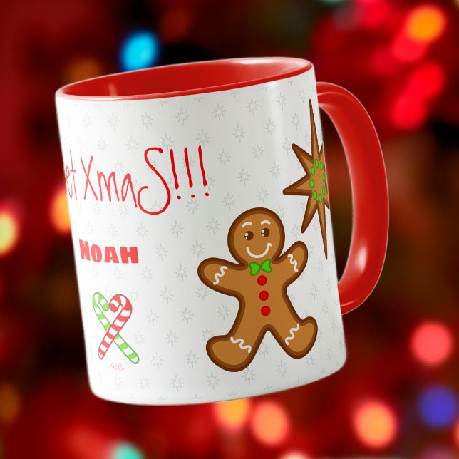 XmaS Gingerbread Pals-Candy Cane auf weiß Tasse (A lovely mug!)