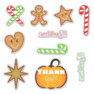 XmaS gingerbread pals-Candy Cane Custom Text Aufkleber