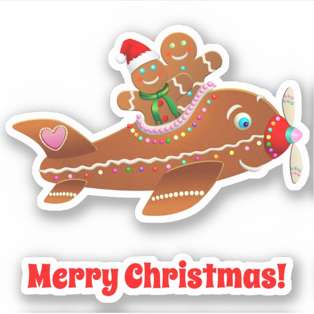 Xmas Gingerbrei Flugzeug Aufkleber (Vorderseite)