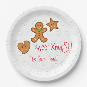 XmaS gingerbrei pals Custom Text on White Pappteller