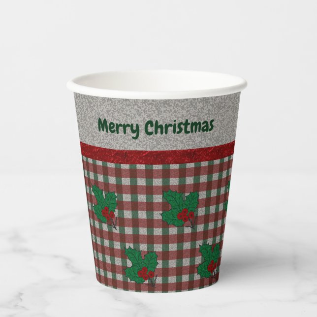 Xmas Gingham 1940 - Personalisiert Pappbecher (Vorderseite)