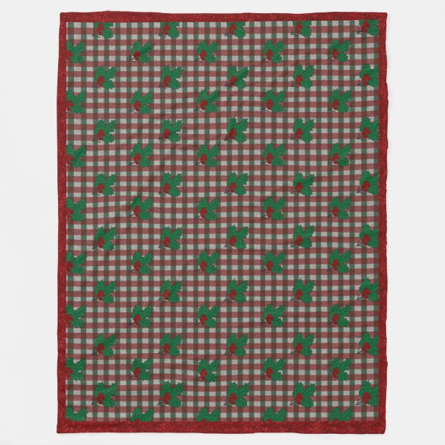 Xmas Gingham Throw Blanket aus den 40er Jahren Fleecedecke (Vorderseite)