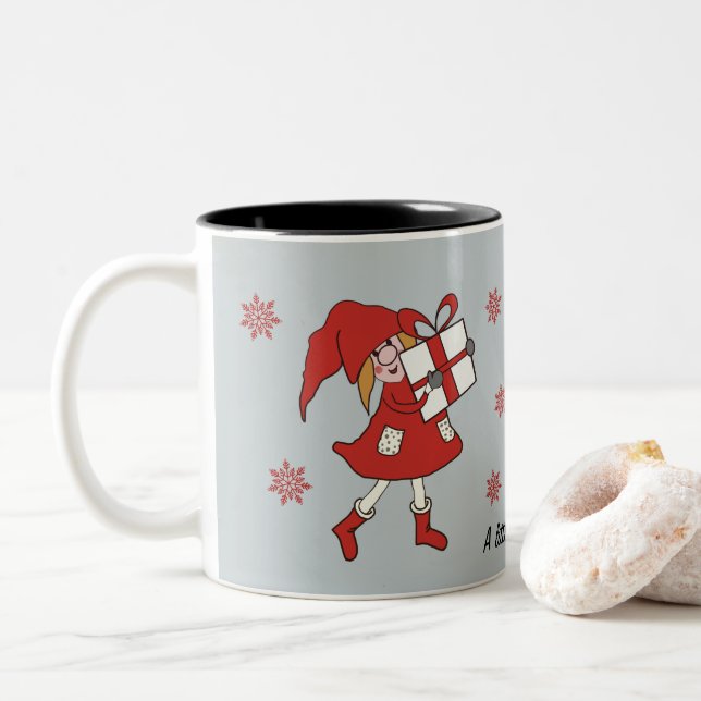 Xmas Girl Zweifarbige Tasse (Mit Donut)