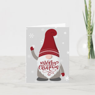 Xmas Gnome Beard Frohe Weihnachten Grau Red Karte
