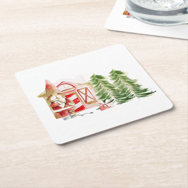 XMAS Gnome-Design 2 Rechteckiger Pappuntersetzer (angewinkelt)