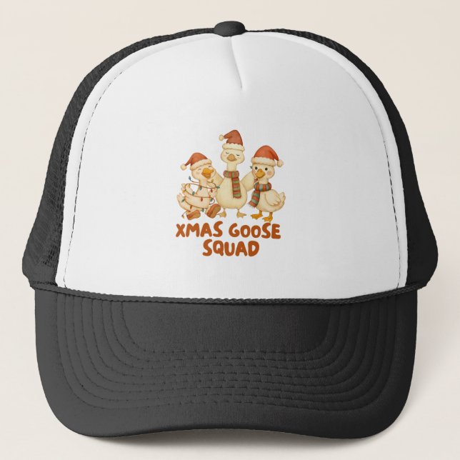 Xmas Goose Squad – Funny Holiday Trucker Hat Truckerkappe (Vorderseite)