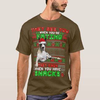 Xmas Great Dane Santa sie sehen Sie, wenn Sie esse T-Shirt