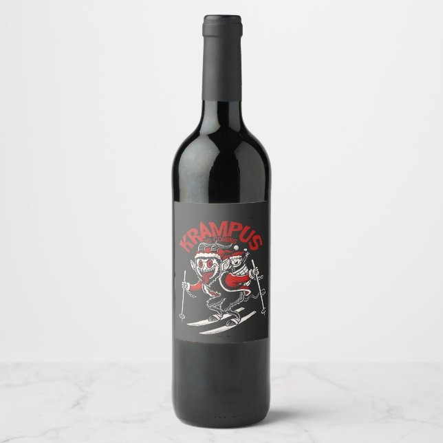 Xmas Gruss Vom Krampus Christmas Devil Weinetikett (Vorderseite)