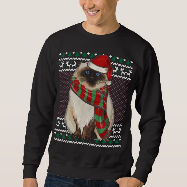 Xmas Himalayan Cat Weihnachtsmannmütze Ugys Weihna Sweatshirt (Vorderseite)