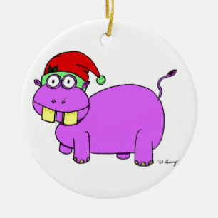 Xmas Hippo Circle Ornament - Rot