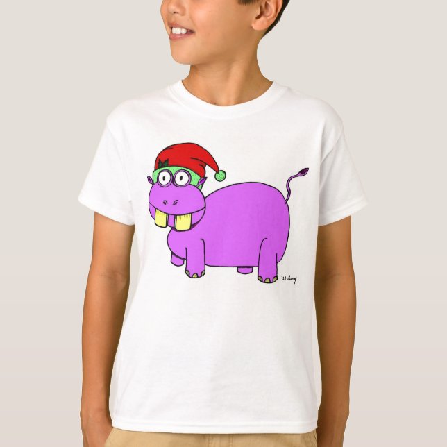Xmas Hippo Kinderhemden T-Shirt (Vorderseite)