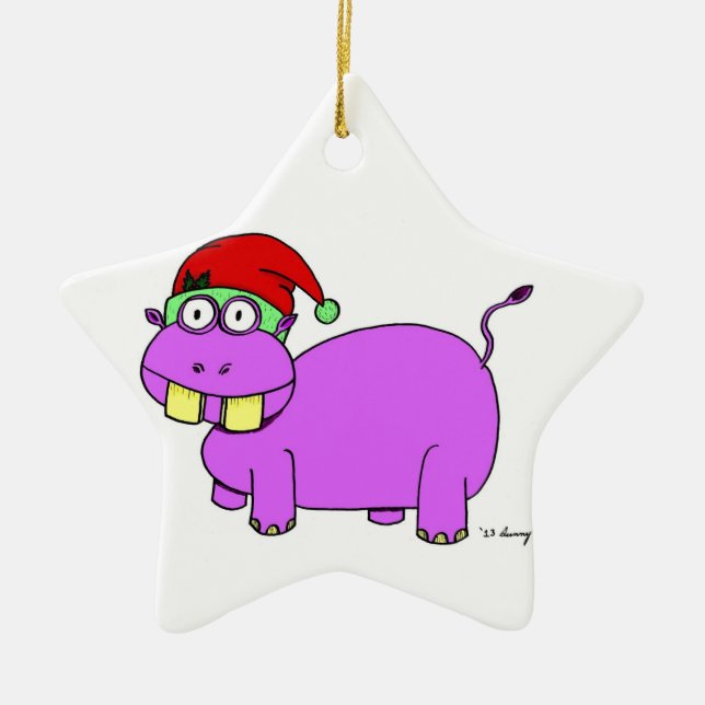 Xmas Hippo Star Ornament - Gelb (Vorne)