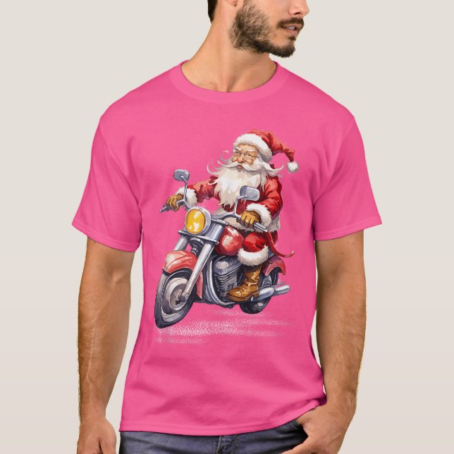 Xmas Holiday Funny Santa Ride Motorbike Christmas T-Shirt (Vorderseite)