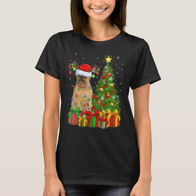 Xmas Holiday Light Santa Brussels Griffon Dog Chri T-Shirt (Vorderseite)