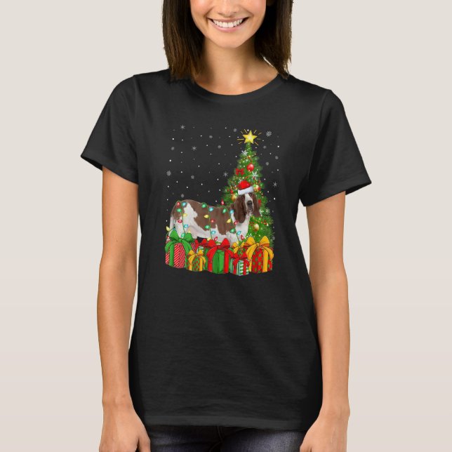 Xmas Holiday Lights Santa Basset Hound Dog Christm T-Shirt (Vorderseite)