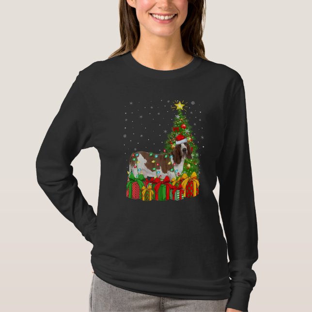 Xmas Holiday Lights Santa Basset Hound Dog Christm T-Shirt (Vorderseite)