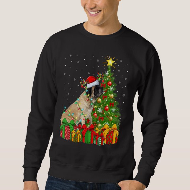 Xmas Holiday Lights Santa English Mastiff Dog Chri Sweatshirt (Vorderseite)