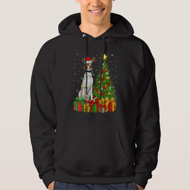 Xmas Holiday Lights Santa English Pointer Dog Chri Hoodie (Vorderseite)