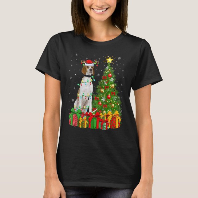 Xmas Holiday Lights Santa English Pointer Dog Chri T-Shirt (Vorderseite)