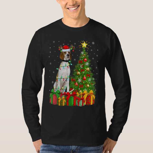 Xmas Holiday Lights Santa English Pointer Dog Chri T-Shirt (Vorderseite)