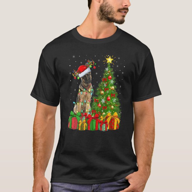 Xmas Holiday Lights Santa German Shepherd Dog Chri T-Shirt (Vorderseite)