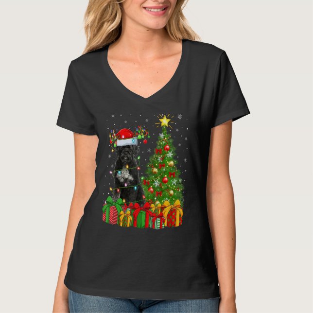 Xmas Holiday Lights Santa Giant Schnauzer Dog Chri T-Shirt (Vorderseite)