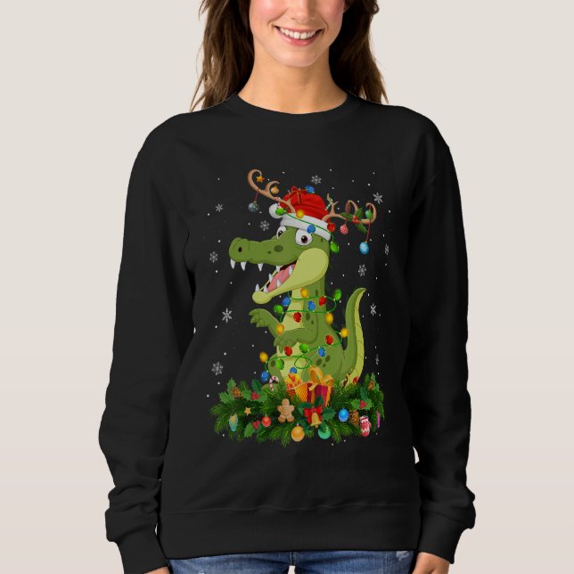 Xmas Holiday Reindeer Hat Santa Alligator Christma Sweatshirt (Vorderseite)