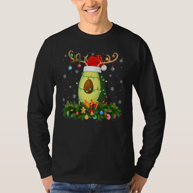 Xmas Holiday Reindeer Hat Santa Avocado Fruit Chri T-Shirt (Vorderseite)