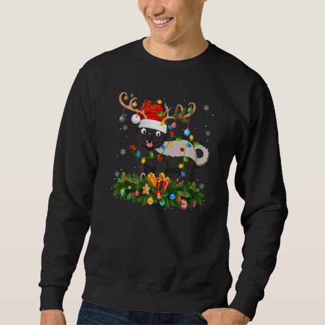 Xmas Holiday Reindeer Hat Santa Badger Christmas   Sweatshirt (Vorderseite)