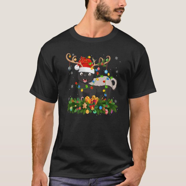 Xmas Holiday Reindeer Hat Santa Badger Christmas   T-Shirt (Vorderseite)