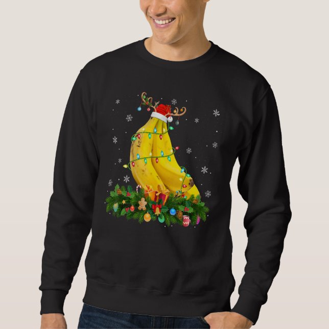 Xmas Holiday Reindeer Hat Santa Banana Christmas Sweatshirt (Vorderseite)