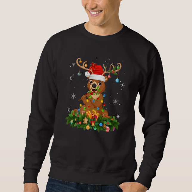 Xmas Holiday Reindeer Hat Santa Bear Christmas   Sweatshirt (Vorderseite)