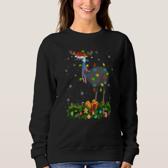 Xmas Holiday Reindeer Hat Santa Cassowary Bird Chr Sweatshirt (Vorderseite)