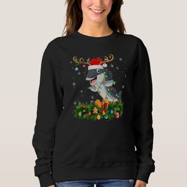 Xmas Holiday Reindeer Hat Santa Catfish Christmas  Sweatshirt (Vorderseite)
