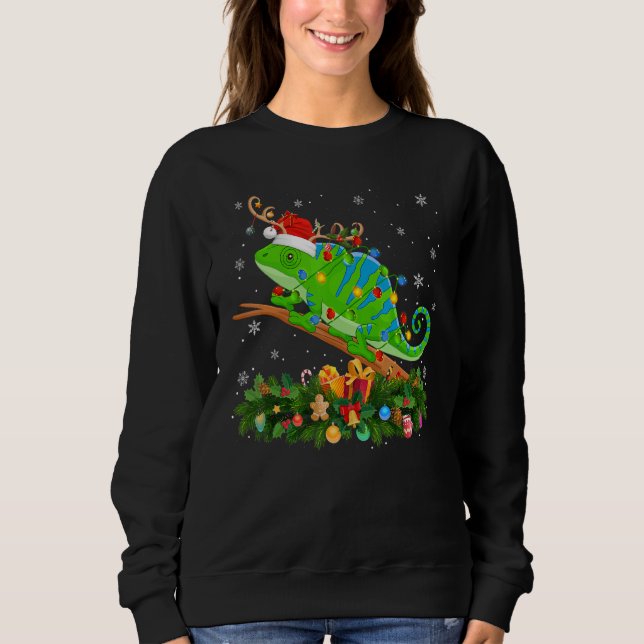 Xmas Holiday Reindeer Hat Santa Chameleon Christma Sweatshirt (Vorderseite)