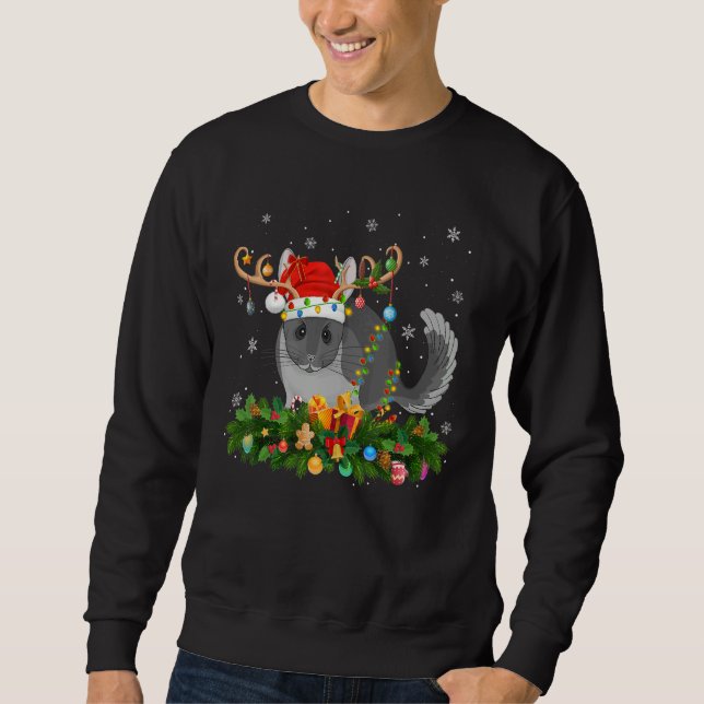 Xmas Holiday Reindeer Hat Santa Chinchilla Christm Sweatshirt (Vorderseite)