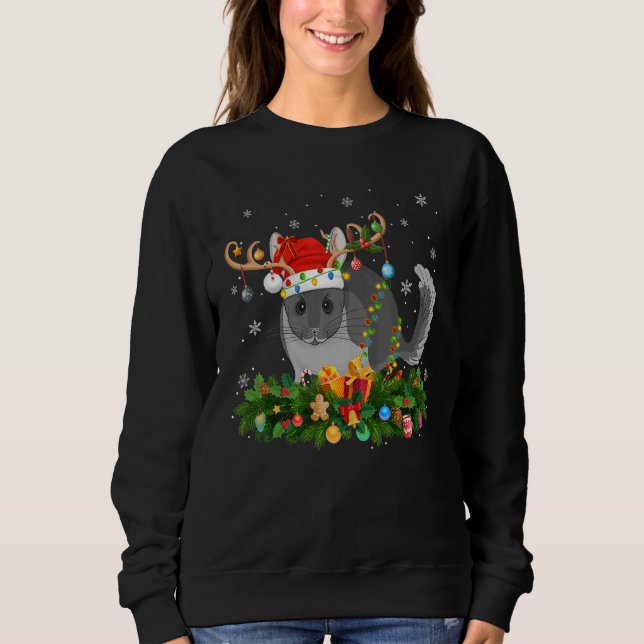 Xmas Holiday Reindeer Hat Santa Chinchilla Christm Sweatshirt (Vorderseite)