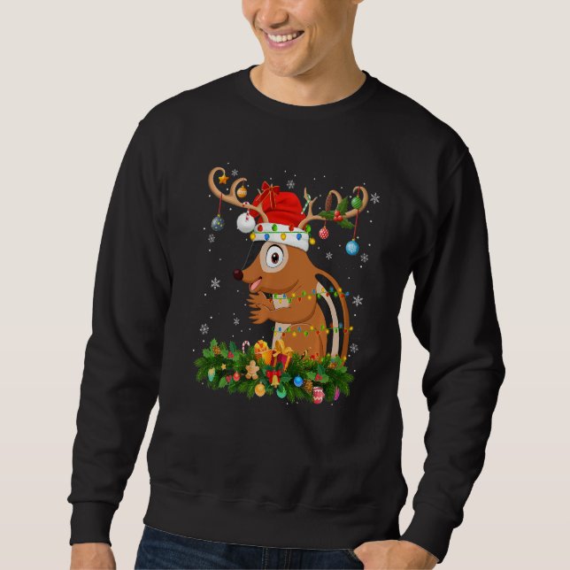 Xmas Holiday Reindeer Hat Santa Chipmunk Christmas Sweatshirt (Vorderseite)